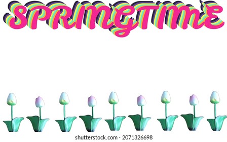 springtime with flowers vector with transparency background.