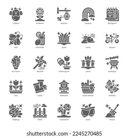 Springtime icon pack for your website design, logo, app, and user interface. Springtime icon glyph design. Vector graphics illustration and editable stroke.