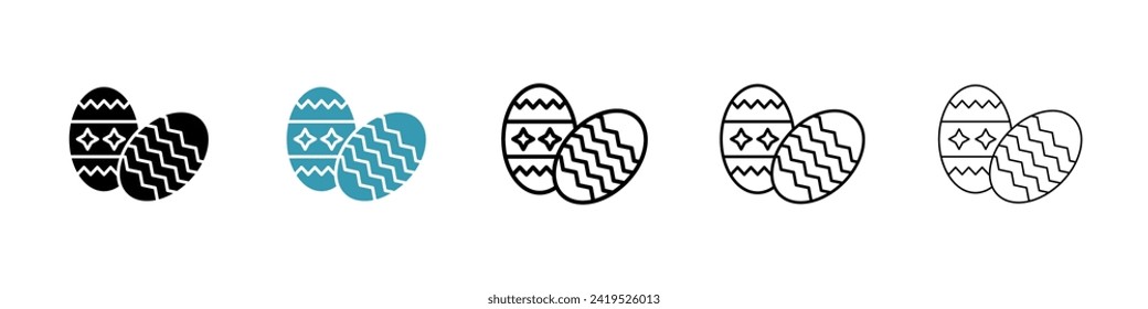 Springtime Ovum Vector Icon Set. Festive Egg Artwork Vector Symbol for UI design.