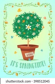 It's springtime. Poster / card / background. Vector illustration