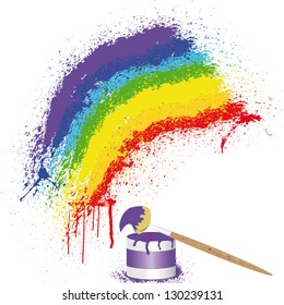 Springtime rainbow and tassel with paint