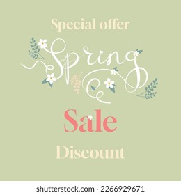 Springtime special offer. Springtime sale discount. Spring sale Promotional background with colorful flowers for spring. Can be used for the template, banners, flyers,  posters