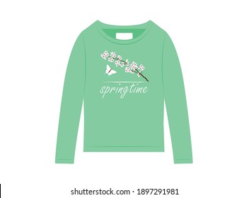 Diseño de sudaderas de primavera para niñas, ilustración vectorial