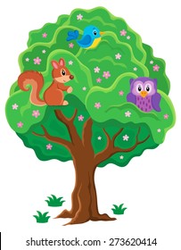 Springtime tree topic image 1 - eps10 vector illustration.