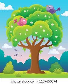 Springtime tree topic image 5 - eps10 vector illustration.