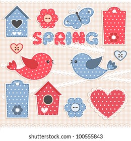 Spring.Vector scrapbook elements