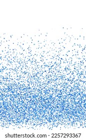 Sprinkle blue confetti powder scatter texture. Triangle square circle star particles vector. Banner template. Uneven grit elements dot confetti. Birthday decoration spark splatter