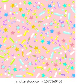 Sprinkle confetti. Sprinkles Grainy. Seamless Pattern. Sweet Confetti Background.  Sprinkle confetti. Design Invitation Holiday, Party, Birthday. Sparkle Topping Pattern.