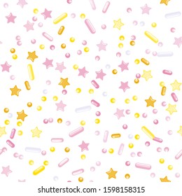 Sprinkle confetti. Sprinkles Grainy. Seamless Pattern. Sweet Confetti Background.  Sprinkle confetti. Design Invitation Holiday, Party, Birthday. Cute Party Design.