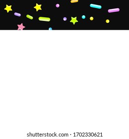 Sprinkle confetti. Sprinkles Grainy. Seamless Pattern. Sweet Confetti Background.  Sprinkle confetti. Design Invitation Holiday, Party, Birthday. Delicious Party Design.