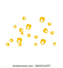 sprinkle of corn kernels on a white background
