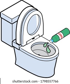 Sprinkle detergent on the toilet bowl of a Western-style toilet