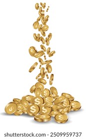 a sprinkle of gold coins falling from top to bottom