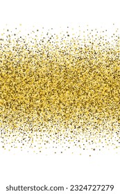 Sprinkle gold confetti dot scatter texture. Triangle square circle star granules vector. Banner template. Uneven grit elements grain confetti. Holiday decoration sequins splatter