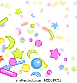 Sprinkle with grains of desserts. Abstract pattern squirting grainy on a blurry grainy background. Design for holiday designs, party, birthday, invitation. Vector sweet confetti 
