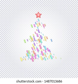 Sprinkle with grains of desserts. Abstract pattern with sprinkles grainy of tree on a transparent background. Design for holiday designs, party, birthday, invitation. Vector
