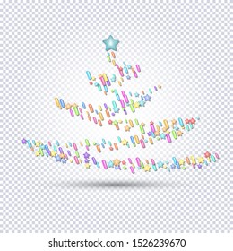 Sprinkle with grains of desserts. Abstract pattern with sprinkles grainy of tree on a transparent background. Design for holiday designs, party, birthday, invitation. Vector