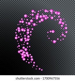 Sprinkle with grains of desserts. Abstract pattern sprinkles pink round grainy on black transparent background. Perfect for holiday designs, party, birthday, invitation. Vector sweet