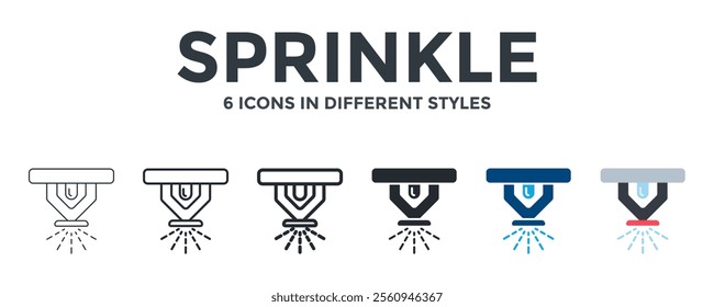 SPRINKLE icon in different style vector illustration. Designed in thin line, regular line, bold line, glyph, color fill, and flat style can be used for web