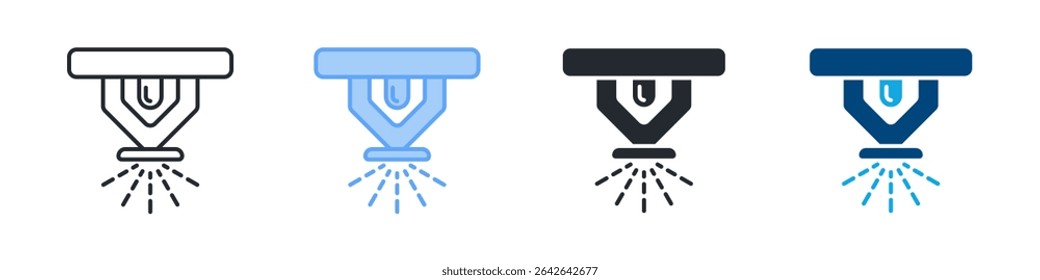 Ícone De Polvilhe Definir Vários Estilos. Design Em Contorno, Azul, Glifo, Tom Duplo