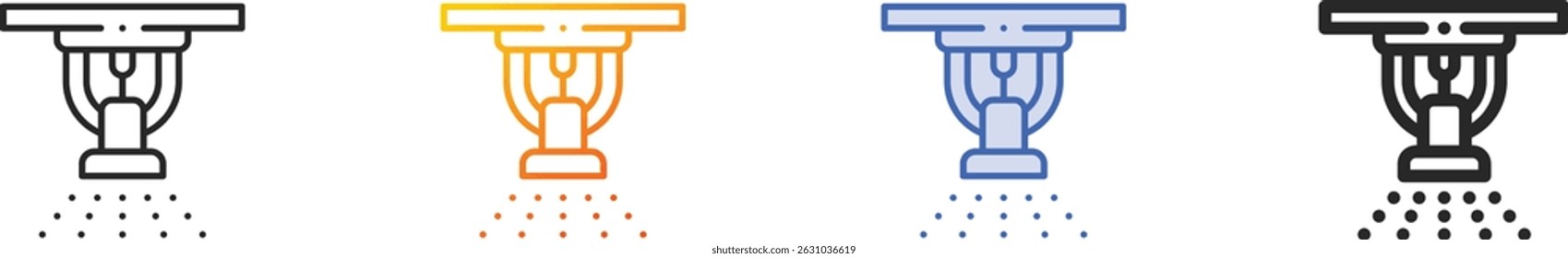ícone de polvilhar.Linear fino, gradiente, traçado azul e negrito Design estilo isolado no fundo branco