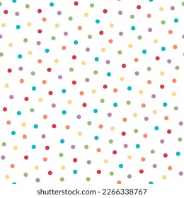 Sprinkle pattern. Vector colorful illustration. Seamless background of color dots. Confetti on cake symbol. Design for holiday, easter egg, birthday invitation card, poster, banner.