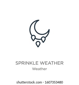 Sprinkle weather icon. Thin linear sprinkle weather outline icon isolated on white background from weather collection. Line vector sign, symbol for web and mobile