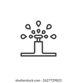 Sprinkler mangueira ícone da linha do sistema. sinal de estilo linear para conceito móvel e web design. Ícone de vetor de contorno do sistema de água. Símbolo de irrigação, ilustração do logotipo. Gráficos vetoriais