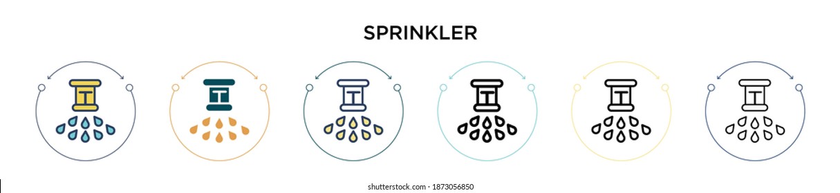 Sprinkler icon in filled, thin line, outline and stroke style. Vector illustration of two colored and black sprinkler vector icons designs can be used for mobile, ui, web