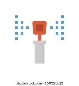 Sprinkler icon or irrigation sprinkler. Impact head type. Part of automatic irrigation system for watering lawn, field and grass in garden, seed and crop in farm. Working with pump, valve, hose pipe.
