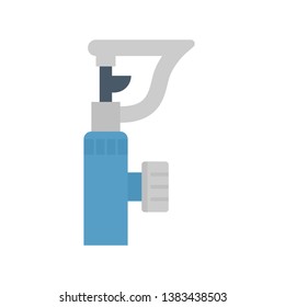 Sprinkler icon or irrigation sprinkler. Part of automatic irrigation system for watering lawn, field and grass in garden, seed and crop in farm. Device working with water pump, valve, hose and pipe.