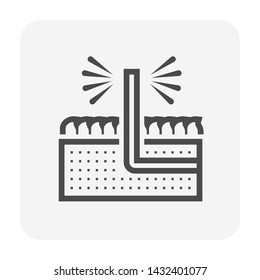 Sprinkler icon or irrigation sprinkler and spraying water to plant. Device is a part of Automatic irrigation system for watering lawn, field and grass in garden. Connect with underground pipeline.