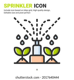 Sprinkler Icon Vector With Outline Color Style Isolated On White Background. Vector Illustration Watering Sign Symbol Icon Concept For Digital Farming, Logo, Business, Agriculture, Apps And Project