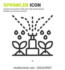 Sprinkler Icon Vector With Outline Style Isolated On White Background. Vector Illustration Watering Sign Symbol Icon Concept For Digital Farming, Logo, Business, Agriculture, Apps And All Project