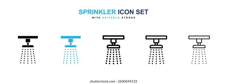 Sprinkler icons graphics set in black and blue colors