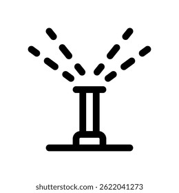 Vetor do sistema do aspersor para a irrigação do gramado e cuidados do jardim. Ilustração automática do pulverizador. Conceito de solução aquosa para paisagismo. Ícone de Linha