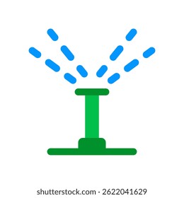 Vetor do sistema do aspersor para a irrigação do gramado e cuidados do jardim. Ilustração automática do pulverizador. Conceito de solução aquosa para paisagismo. Ícone Simples