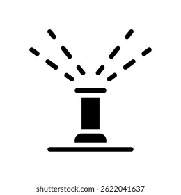 Vetor do sistema do aspersor para a irrigação do gramado e cuidados do jardim. Ilustração automática do pulverizador. Conceito de solução aquosa para paisagismo. Ícone de Glifo