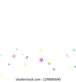 Sprinkles grainy. Cupcake donuts, dessert, sugar, bakery background. Sweet confetti on white chocolate glaze background. Vector Illustration sprinkles holiday designs, party, birthday, invitation.
