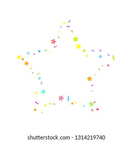 Sprinkles grainy. Cupcake donuts, dessert, sugar, bakery background. Sweet confetti on white chocolate glaze background. Vector Illustration sprinkles holiday designs, party, birthday, invitation.