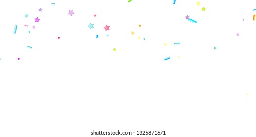 Sprinkles grainy. Cupcake donuts, dessert, sugar, bakery background. Sweet confetti on white chocolate glaze background. Vector Illustration sprinkles holiday designs, party, birthday, invitation.