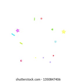 Sprinkles grainy. Cupcake donuts, dessert, sugar, bakery background. Sweet confetti on white chocolate glaze background. Vector Illustration sprinkles holiday designs, party, birthday, invitation.
