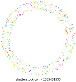 Sprinkles grainy. Cupcake donuts, dessert, sugar, bakery background. Sweet confetti on white chocolate glaze background. Vector Illustration sprinkles holiday designs, party, birthday, invitation.