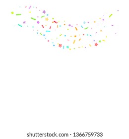 Sprinkles grainy. Cupcake donuts, dessert, sugar, bakery background. Sweet confetti on white chocolate glaze background. Vector Illustration sprinkles holiday designs, party, birthday, invitation.
