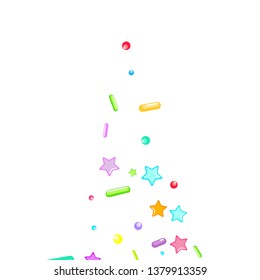 Sprinkles grainy. Cupcake donuts, dessert, sugar, bakery background. Sweet confetti on white chocolate glaze background. Vector Illustration sprinkles holiday designs, party, birthday, invitation.