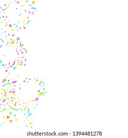 Sprinkles grainy. Cupcake donuts, dessert, sugar, bakery background. Sweet confetti on white chocolate glaze background. Vector Illustration sprinkles holiday designs, party, birthday, invitation.