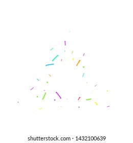Sprinkles grainy. Cupcake donuts, dessert, sugar, bakery background. Sweet confetti on white chocolate glaze background. Vector Illustration sprinkles holiday designs, party, birthday, invitation.