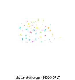 Sprinkles grainy. Cupcake donuts, dessert, sugar, bakery background. Sweet confetti on white chocolate glaze background. Vector Illustration sprinkles holiday designs, party, birthday, invitation.
