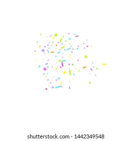 Sprinkles grainy. Cupcake donuts, dessert, sugar, bakery background. Sweet confetti on white chocolate glaze background. Vector Illustration sprinkles holiday designs, party, birthday, invitation.
