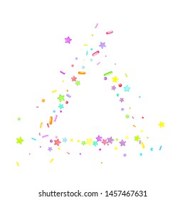 Sprinkles grainy. Cupcake donuts, dessert, sugar, bakery background. Sweet confetti on white chocolate glaze background. Vector Illustration sprinkles holiday designs, party, birthday, invitation.